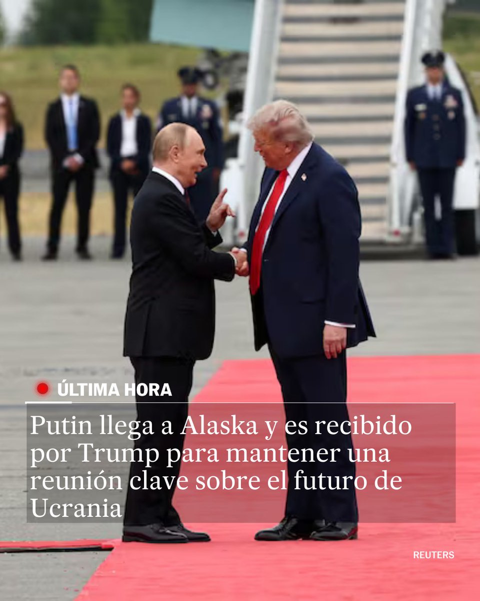 🔴 ÚLTIMA HORA | Donald Trump ha recibido a Vladímir Putin en la basa aérea de Anchorage (la capital de Alaska), donde mantendrán una reunión clave sobre futuro de la guerra en Ucrania

Sigue la cobertura de EL PAÍS 👉 tinyurl.com/y2tzdxmy