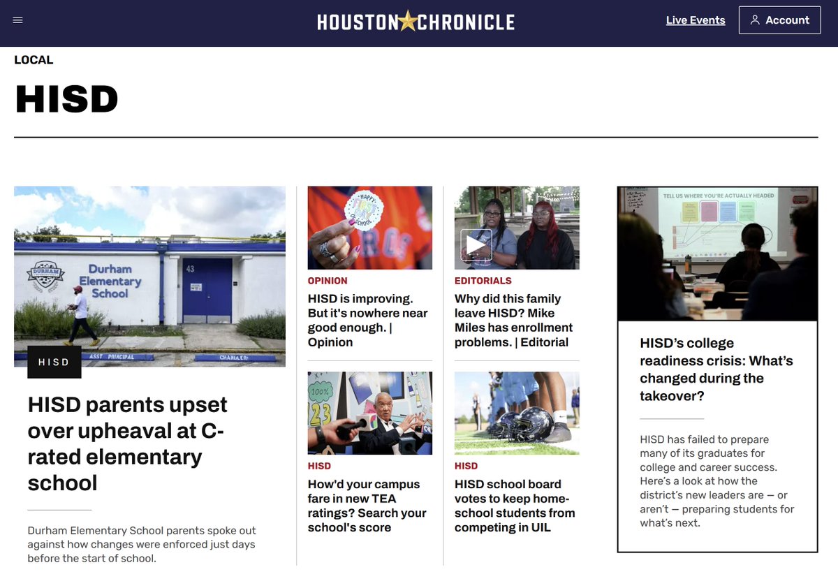 Since the state took over Houston schools in '23, HISD has undergone one most remarkable turnarounds ever in urban ed. Results released today show # of A &amp; B rated schools rose from 93→197 while D &amp; F schools fell 121→18 in 2 years. Yet this is how local paper covered the news.