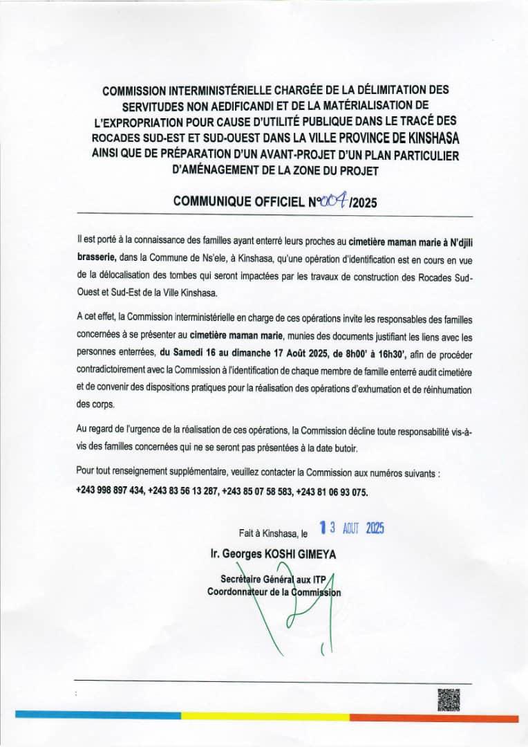 Freddy Shembo (@freddyshembo) on Twitter photo #RDC-#CHINE : COMMUNIQUÉ À L’INTENTION DES POPULATIONS RIVERAINES DES ROCADES SUD-EST ET SUD-OUEST DE LA VILLE DE KINSHASA.
<a href="/Presidence_RDC/">Présidence RDC 🇨🇩</a> <a href="/PrimatureRDC/">Primature de la République Démocratique du Congo</a> <a href="/Com_mediasRDC/">Ministère de la Communication et Médias/RDC</a> <a href="/SISC_SA/">SISC</a> <a href="/SICOMINES/">SICOMINES S.A.</a> <a href="/rkitsita/">Rachel Kitsita Ndongo</a> <a href="/FreddyShembo/">Freddy Shembo</a> <a href="/ebalemozindo/">Ebale ya mozindo</a> <a href="/central_sage/">ᏟᎬᏁᎢᏒᎪᏞ👑🇨🇩</a> <a href="/kamba82/">SERGE KAMBA</a> <a href="/FredericNkoko/">🇨🇩 Frédéric NKOKO LUBAKI</a> <a href="/acgtcd/">Agence Congolaise des Grands Travaux (ACGT)</a> #RDC-#CHINE : COMMUNIQUÉ À L’INTENTION DES POPULATIONS RIVERAINES DES ROCADES SUD-EST ET SUD-OUEST DE LA VILLE DE KINSHASA.
<a href="/Presidence_RDC/">Présidence RDC 🇨🇩</a> <a href="/PrimatureRDC/">Primature de la République Démocratique du Congo</a> <a href="/Com_mediasRDC/">Ministère de la Communication et Médias/RDC</a> <a href="/SISC_SA/">SISC</a> <a href="/SICOMINES/">SICOMINES S.A.</a> <a href="/rkitsita/">Rachel Kitsita Ndongo</a> <a href="/FreddyShembo/">Freddy Shembo</a> <a href="/ebalemozindo/">Ebale ya mozindo</a> <a href="/central_sage/">ᏟᎬᏁᎢᏒᎪᏞ👑🇨🇩</a> <a href="/kamba82/">SERGE KAMBA</a> <a href="/FredericNkoko/">🇨🇩 Frédéric NKOKO LUBAKI</a> <a href="/acgtcd/">Agence Congolaise des Grands Travaux (ACGT)</a>