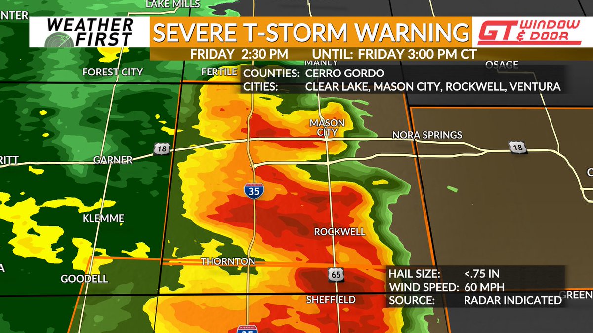 A Severe Thunderstorm Warning is in effect until Aug 15 3:00PM CDT for Cerro Gordo County. Seek shelter in the warned area stay with @ABC6News for updates.. kaaltv.com/live?utm_mediu…
Get mobile notifications: kaaltv.com/app?utm_medium… #ABC6WX #ABC6WX