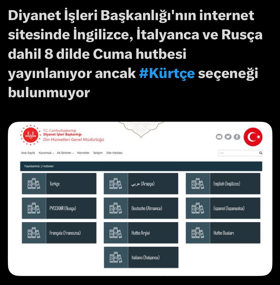 Kürtlerden vergi alıp, her dilde hutbe yayınlayıp Kürtçe yayınlamayınca, Kürtlerden de vergi alıp anayasal olarak Kürtleri tanımayınca bu kul hakkı olmuyor mu?
