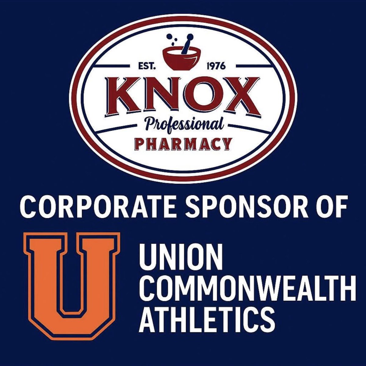 unionkyVB's tweet photo. We would like to take a moment to thank our new corporate sponsor, Knox Professional Pharmacy! Community involvement allows us to work together to support our students, athletes and beyond! https://t.co/9JO7AcmiNk