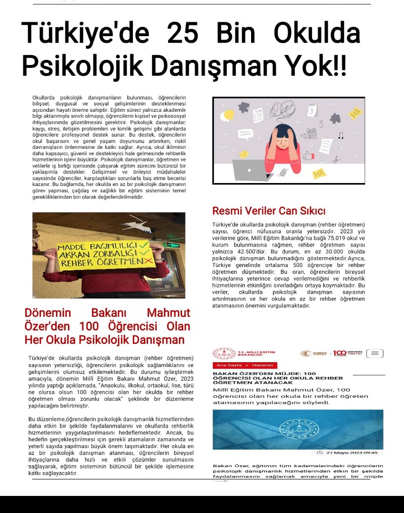 erdemyagg's tweet photo. #PsikolojikDanışmanaErişim 
Çözüm belli:
📌 PDR normu güncellenmeli
📌 100 öğrenciye 1 Psikolojik Danışman
📌 Köyden kente her çocuğa eşit erişim
Ruh sağlığı, eğitim başarısının temelidir.
@Yusuf__Tekin https://t.co/ZvL4gqFa0T
