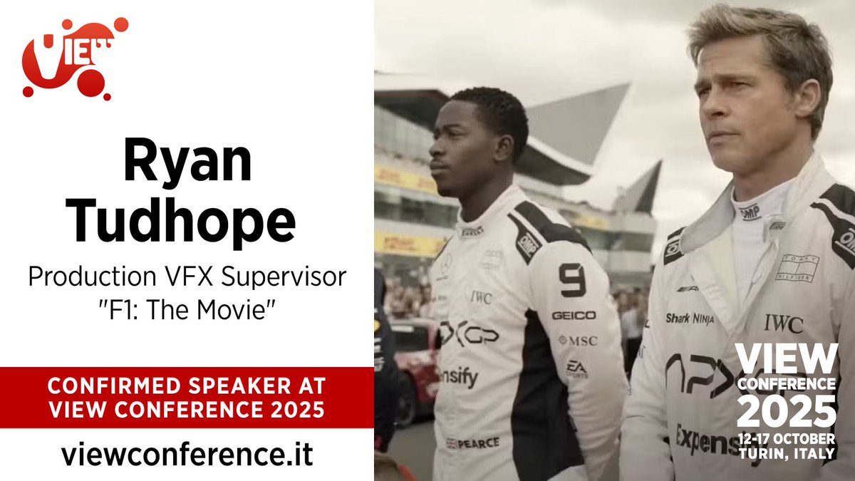 ViewConference's tweet photo. @ViewConference announces that award-winning Overall VFX Supervisor of @f1movie, #ryantudhope, is a confirmed
for #viewconference2025.
https://t.co/rMW7idcPLB
#animation #vfx #games #film #art #computeranimation #3d #ai #cgi #realtime #vr #ar #xr #mr #virtualproduction https://t.co/42QwdxFk4G