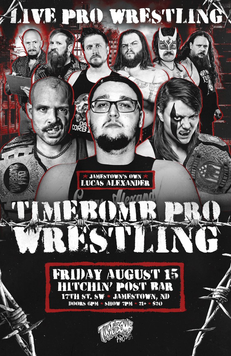 Arik Cannon (@arikcannon) on Twitter photo ❗️ T O N I G H T ❗️
August 15th
<a href="/TimebombPro/">Timebomb Pro Wrestling</a>
Jamestown, North Dakota
Doors 6pm | Bell 7pm | 21+
Going to win my match, drink a beer, and go see the World's Largest Buffalo Monument! 🙌🏻🦬🥩
🎟️ TIX AVAILABLE AT THE DOOR 🎟️ ❗️ T O N I G H T ❗️
August 15th
<a href="/TimebombPro/">Timebomb Pro Wrestling</a>
Jamestown, North Dakota
Doors 6pm | Bell 7pm | 21+
Going to win my match, drink a beer, and go see the World's Largest Buffalo Monument! 🙌🏻🦬🥩
🎟️ TIX AVAILABLE AT THE DOOR 🎟️