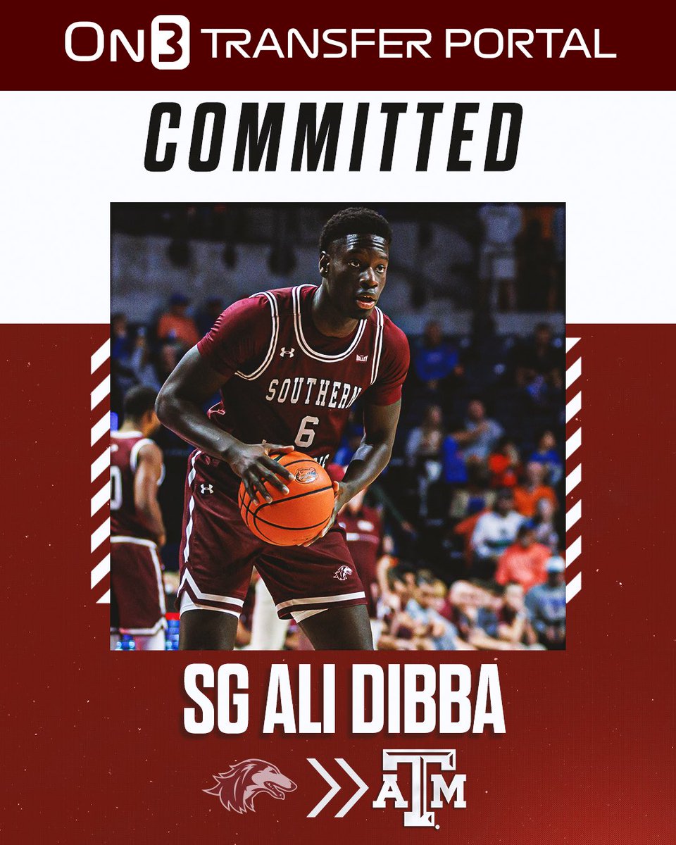 BREAKING: SIU transfer guard Ali Dibba has committed to Texas A&amp;M, <a href="/tobias_bass/">Tobias Bass</a> reports👍

Dibba averaged 17.2 points per game last season. 

Read: on3.com/college/texas-…