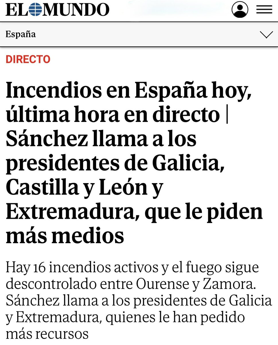 Seguimos con preocupación y desolación los incendios que están afectando a una parte importante de España.

Los recursos de la #RegióndeMurcia están a disposición de las Comunidades Autónomas que lo necesiten. 

Pero es necesaria la implicación del Gobierno Central y que ponga a