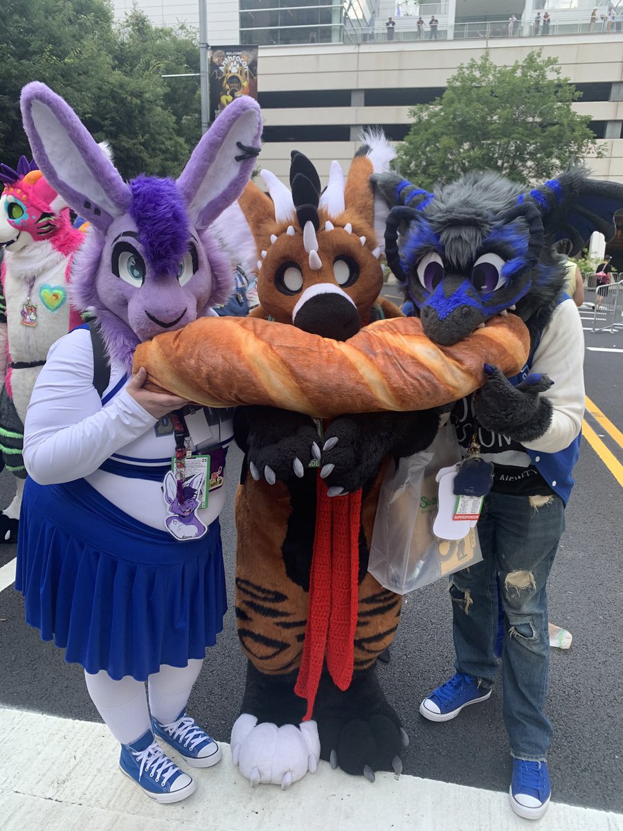 💜🐰Bunni🐰💜 🔜 FWA (@birthday_bunni) on Twitter photo Spending this #FursuitFriday sharing some bread with <a href="/SebbySpresso/">SebbySpresso, The Feine Bean, NOT A NEWT 🔜PA</a> and <a href="/TheInodog/">🌟🌵Theinodog🌵🌟</a> 💜🥖 Spending this #FursuitFriday sharing some bread with <a href="/SebbySpresso/">SebbySpresso, The Feine Bean, NOT A NEWT 🔜PA</a> and <a href="/TheInodog/">🌟🌵Theinodog🌵🌟</a> 💜🥖