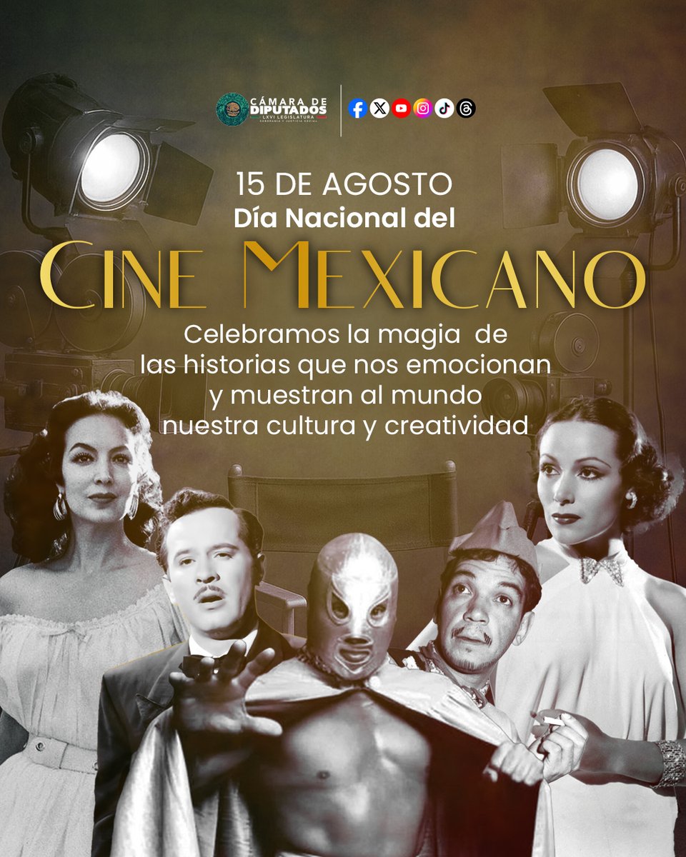 Mx_Diputados's tweet photo. ¡💡 Luces… 🎥 cámara… 🎬 acción!

Desde filmes clásicos hasta producciones contemporáneas, nuestro cine refleja identidad, cultura y orgullo nacional.

🍿 Hoy, en el #DíaDelCineMexicano, cuéntanos ¿cuál es tu película favorita? https://t.co/iDjssEtocW
