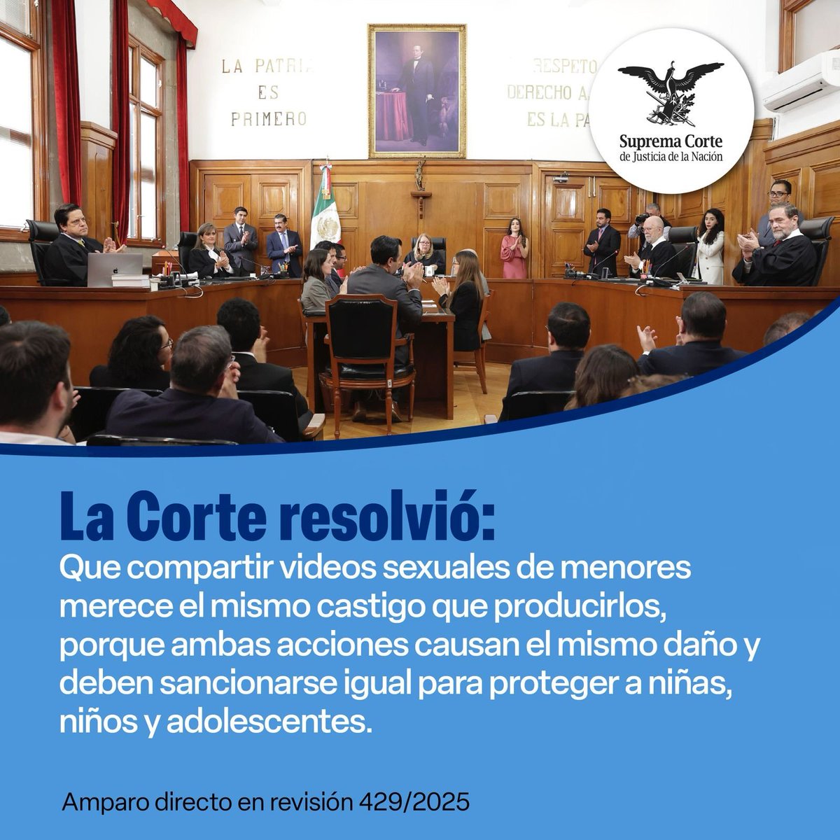 ⚖️ La Primera Sala de #LaCorte fijó un criterio clave: compartir videos de contenido explicito de menores de edad es tan grave como producirlo. Conoce más aquí 👇 

•⁠  ⁠Un hombre fue condenado a 15 años de prisión por trata de personas al compartir videos íntimos con menores