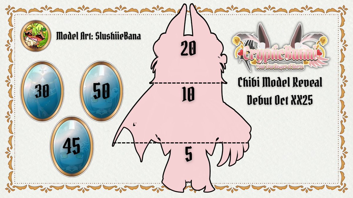 ✨🪞CHIBI MODEL REVEAL STARTING NOW! 🪞✨
model art by: SlushiieBana 🍌
#bunnilust #crypticbunni