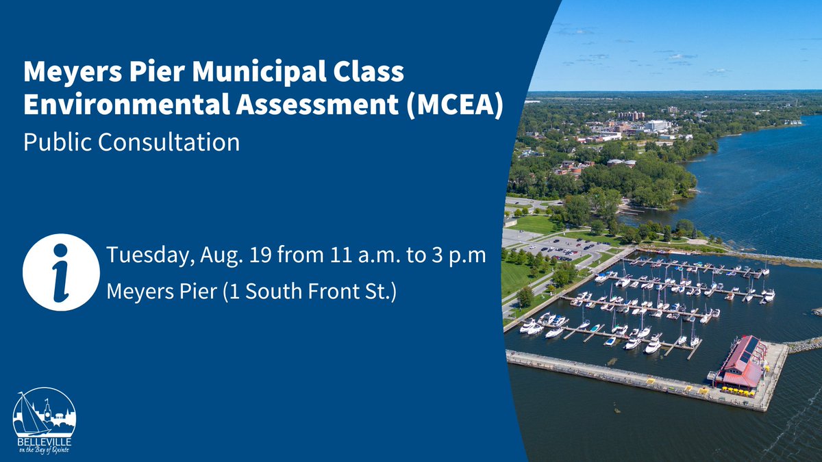 Public Consultation | We are undertaking a Municipal Class Environmental Assessment (MCEA) and Preliminary Design Study to provide a long-term solution to the sustainability of Meyers Pier. A workshop will be held on Tuesday, Aug. 19, from 11 a.m. to 3 p.m. at Meyers Pier to