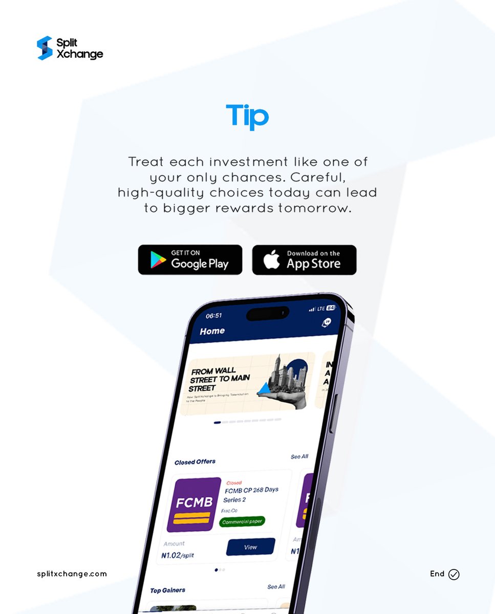 SplitXchange's tweet photo. Treat every investment like it’s your best shot. Smart choices today, bigger wins tomorrow.
Start your next smart move, link in bio.
#SplitStar #SplitXchange #AltInvestment #SmartMoneyMoves https://t.co/NhlxJK0UM4