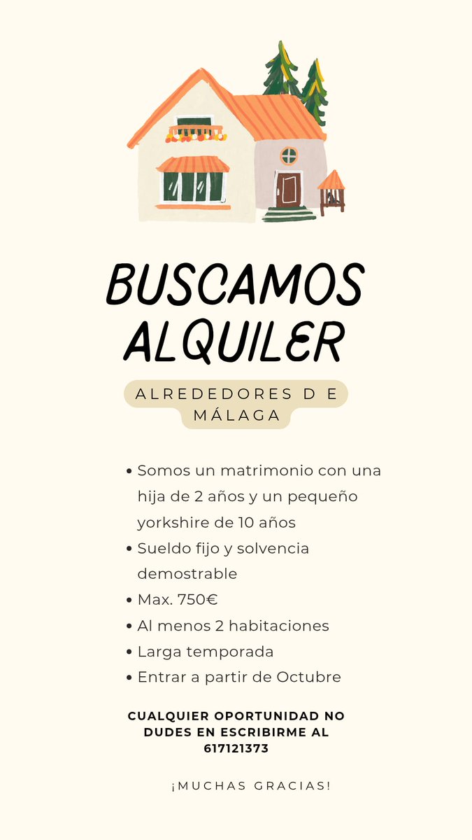 MGioman's tweet photo. Si podeis difundirlo por favor ❤️ @Quierete_decor #malaga #alquiler https://t.co/6jGcSwEgDK