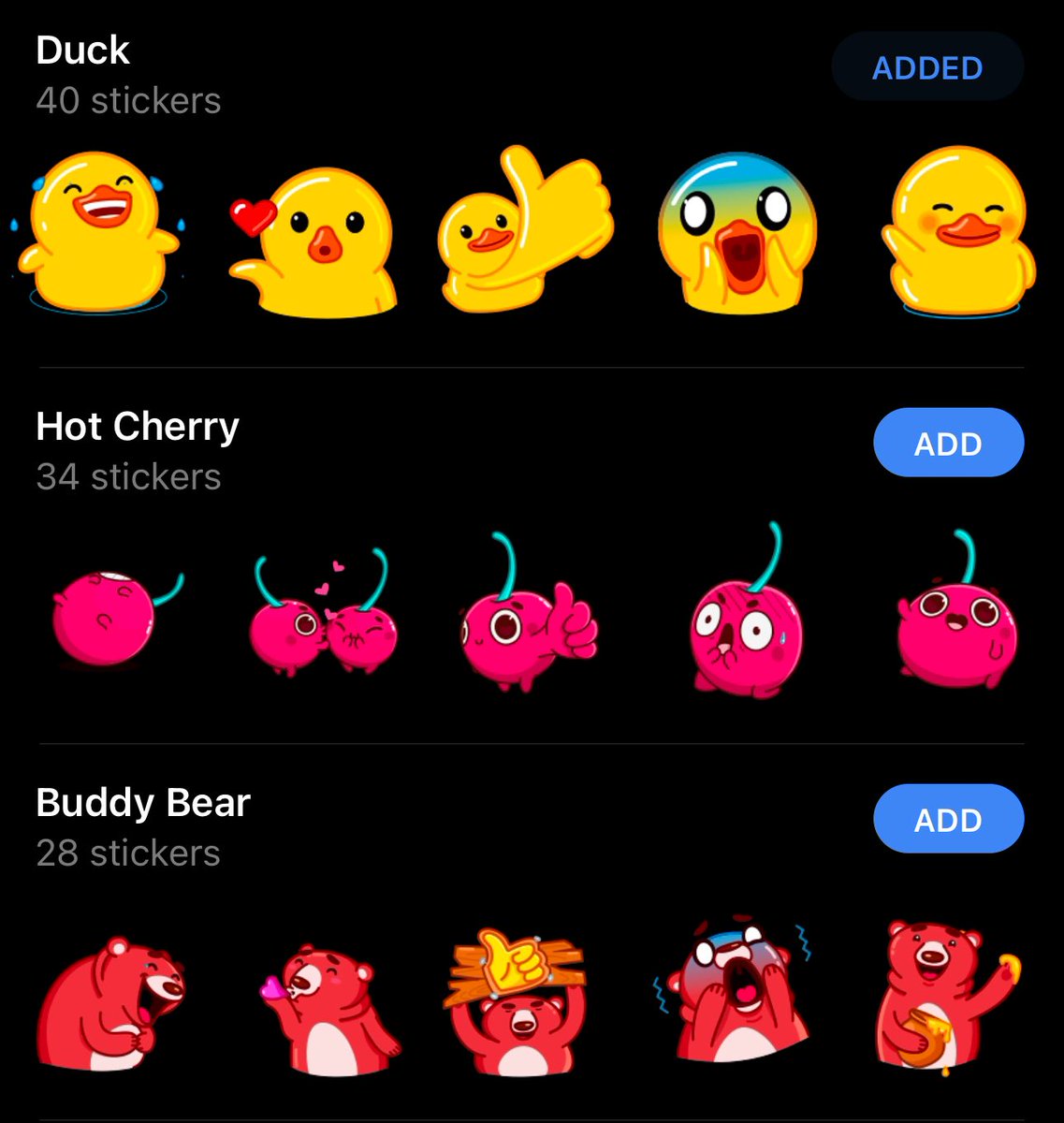 These are trending premium stickers 

Utya $18m mc
Cherry $2.1m mc 
Buddy $125k mc 

I have all of them on my bag. 

Not to flip, Nfa dyor shit u know