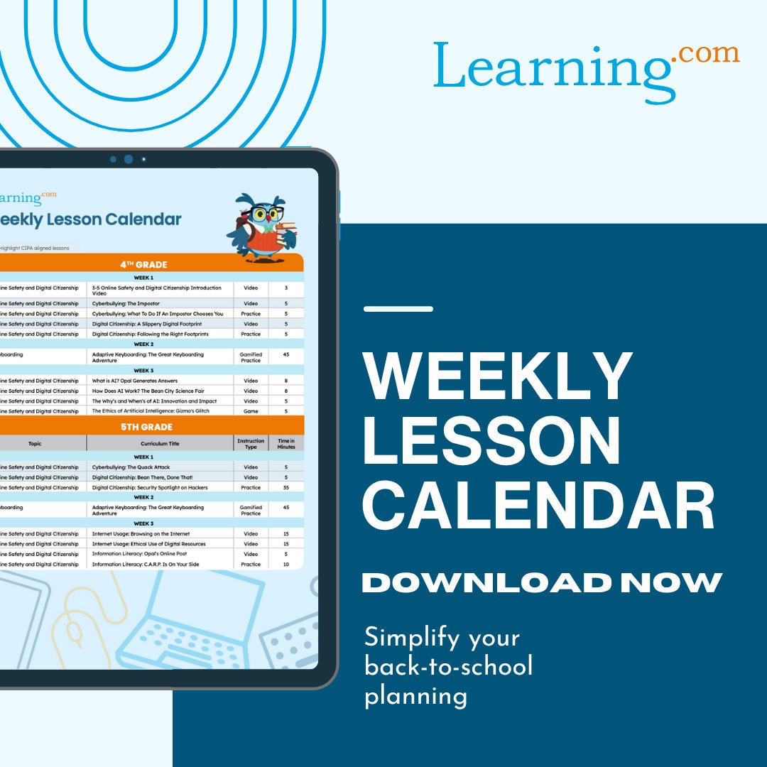 learningdotcom's tweet image. 📅 We’ve outlined suggested lessons to help you build a seamless start to your year and make every student future skills ready.
hubs.ly/Q03D1w4B0
#FutureSkillsReady