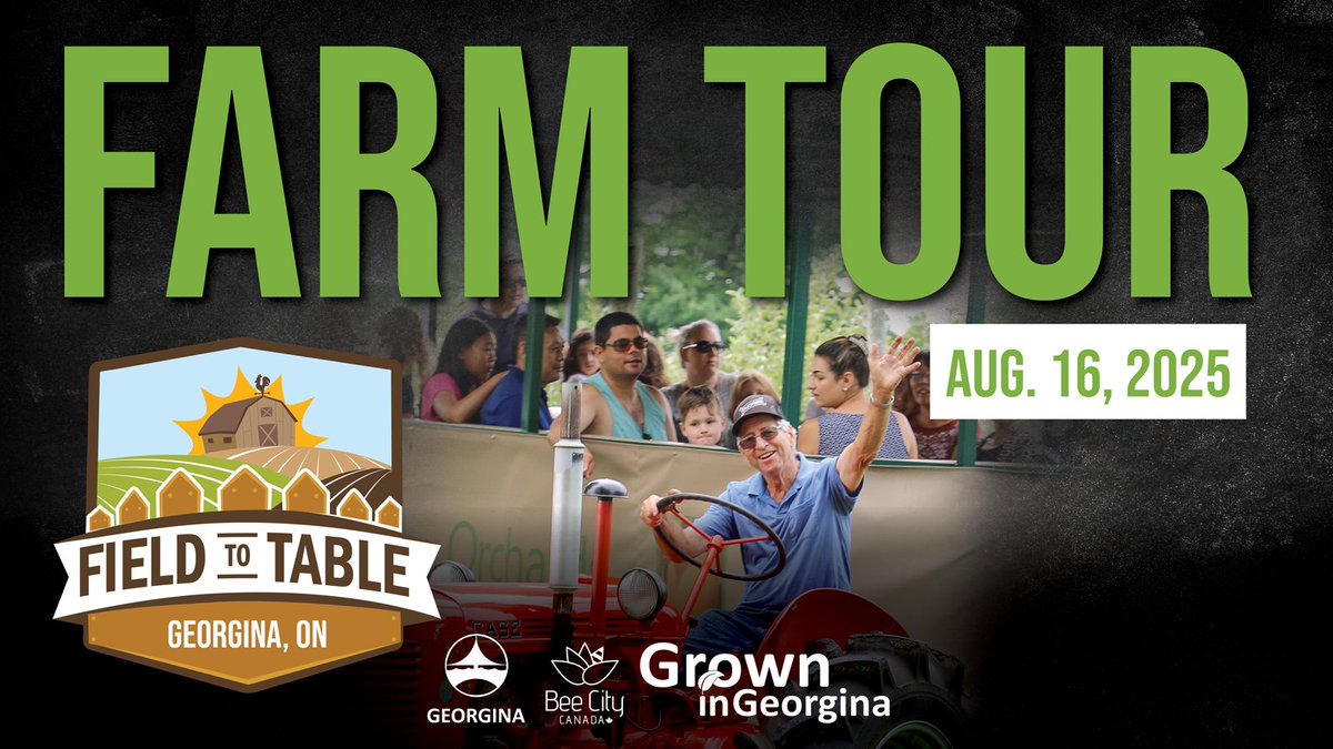 Join us today, Sat., Aug. 16, from 10am-4pm for Field to Table. Georgina’s award-winning self-guided farm tour! Explore the countryside, meet local farmers &amp; enjoy farm-fresh food, live music &amp; more. Free to attend. Full details and map at georgina.ca/FieldToTable.