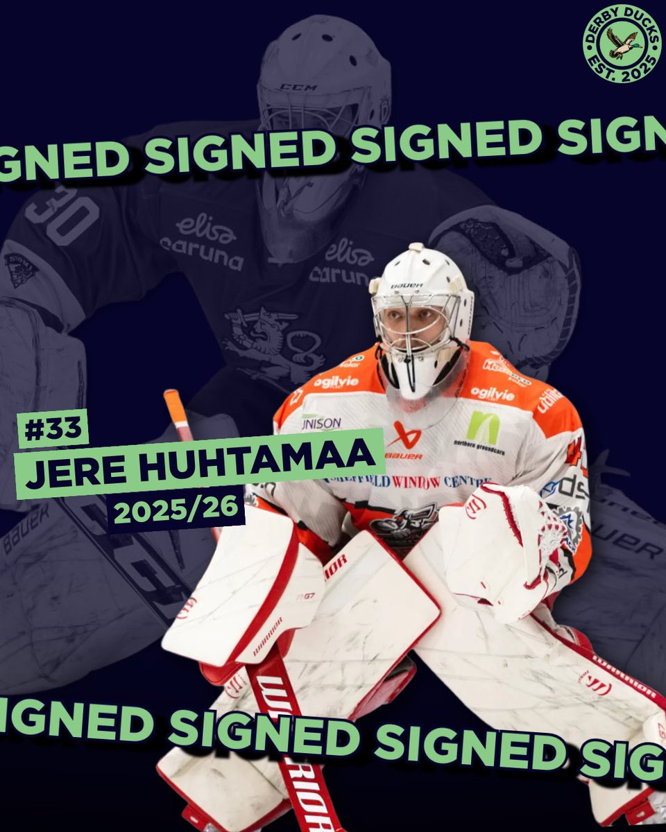 derbyducksihc's tweet image. SIGNING NEWS: Derby Ducks welcome Finnish netminder Jere Huhtamaa to the club for the 2025/26 season #GoDucksGo 🦆