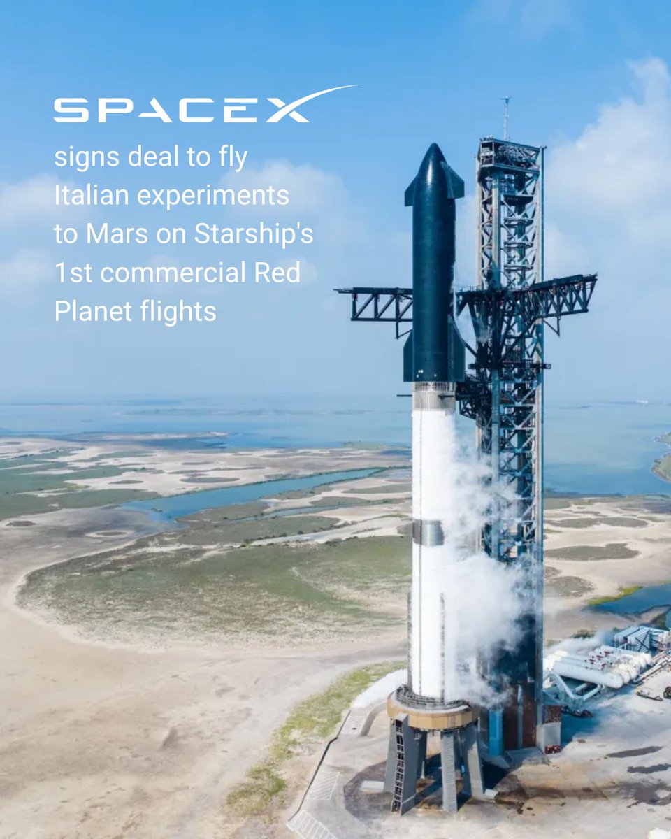 #SCFunded <a href="/SpaceX/">SpaceX</a> signs deal with the Italian Space Agency (<a href="/ASI_spazio/">Agenzia Spaziale ITA</a>) to fly experiments, including plant growth, meteorological monitoring station &amp; radiation sensors, on Starship’s first commercial Mars missions. A new chapter in interplanetary science begins.

Read the full