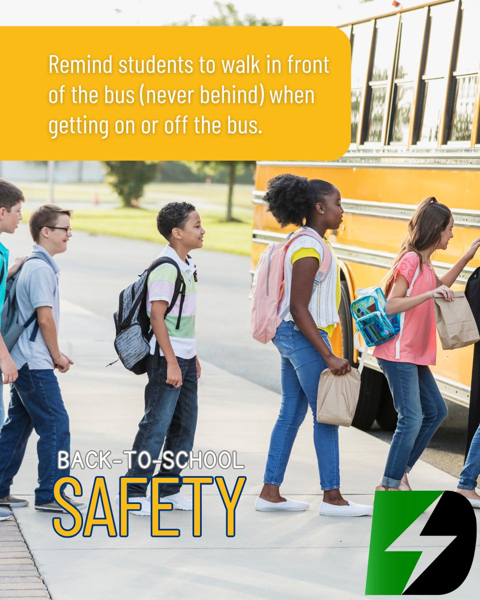 deafsmithec's tweet photo. If your little ones ride the bus, remind them to load and unload in front of the school bus (never behind) so the driver always has a clear view of passengers. 🚌❤️ https://t.co/708UDv9swQ