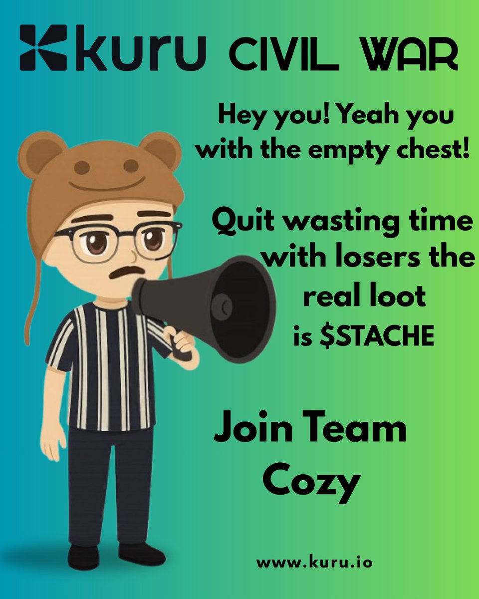 Day 5 of <a href="/KuruExchange/">Kuru</a>  Civil War

The Cozy army is growing, $STACHE is getting stronger
And where are you? Still thinking about joining?

Join Team <a href="/cozymaximalist/">cozy</a>  right now and buy <a href="/StacheCoinMON/">Stache Coin</a> 👇
 kuru.io/trade/0x029b0d…