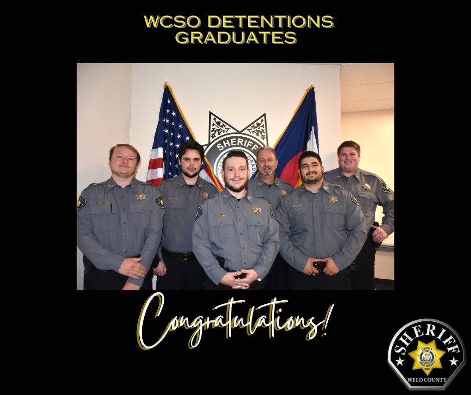 WeldSheriff's tweet photo. ⭐WCSO welcomes 6 new detentions graduates⭐

Friends and family came together today to celebrate the addition of 6 new graduates from the detention’s academy to our team. 
Let's extend our best wishes to them as they begin their new career paths! #JoinWCSO #JoinOurTeam https://t.co/pv93Wc4x3n