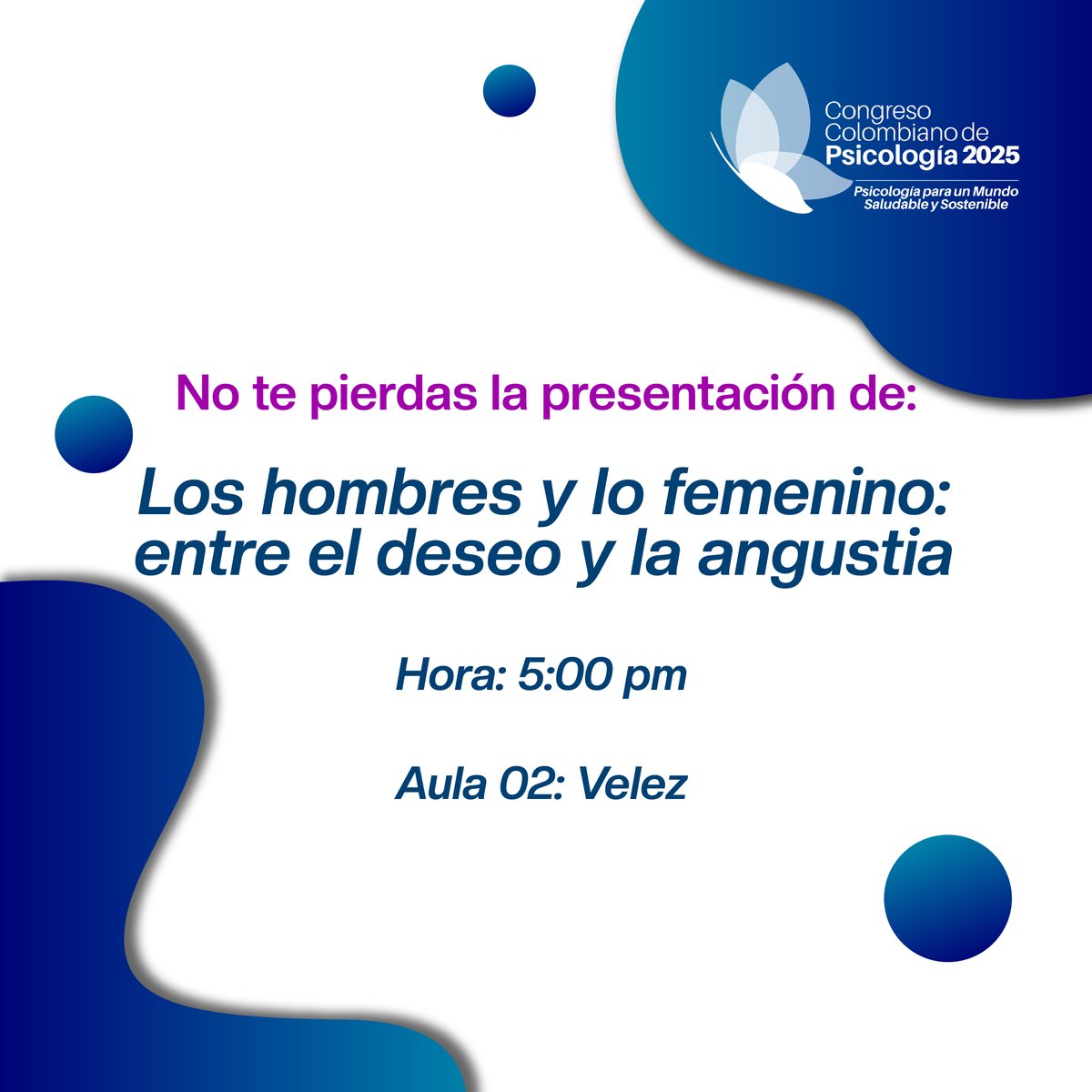 Congresopsicol's tweet photo. ✨ No te pierdas
Los hombres y lo femenino: entre el deseo y la angustia
🕔 5:00 p.m.
📍 Aula 2 – Vélez

Un espacio para reflexionar y dialogar sobre las complejidades del deseo, la identidad y las emociones masculinas frente a lo femenino. https://t.co/fiNoijEfRG