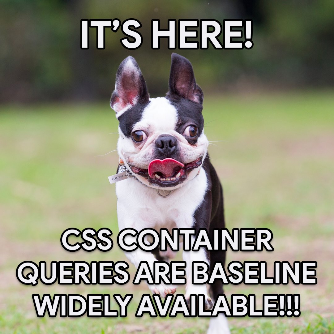 The wait is over! CSS container queries are now Baseline Widely available.  🤩

Find your Baseline target and know what features your users are ready for. Share your result with #WhatsMyBaseline → goo.gle/whats-my-basel…