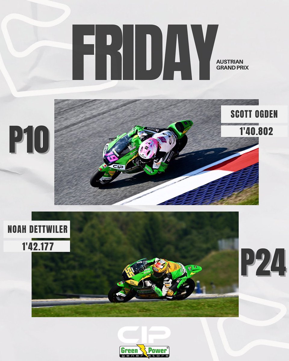 Friday✔️

#AustrianGP🇦🇹 #Moto3 #Racing #EAgroup #TLMoleodinamica #GoAhead #SBSbrakes #ScottOgden #SO19 #NoahDettwiler #ND55 #CIPGreenPower