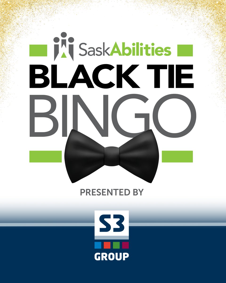 In case you missed this morning's announcement: S3 Group is proud to present the inaugural Black Tie Bingo in Swift Current in support of SaskAbilities’ youth recreational programs! 🎉

It’s set to be an evening of glamour, laughter, great food, incredible prizes, and exciting