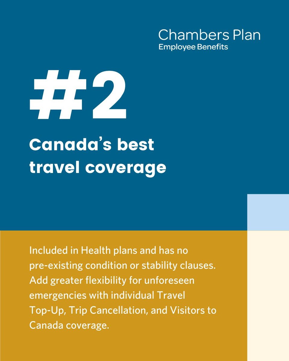 Today, sharing reason #2 of 5 reasons on why 32,000 Canadian businesses trust Chambers Plan employee benefits. 

lnkd.in/gBWcuGyQ

#ChambersPlan #SmallBusines #CdnBusiness #EmployeeBenefits #ItsYourBenefit