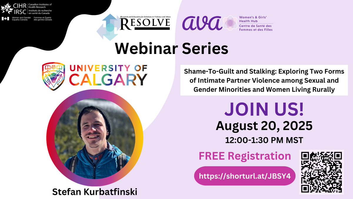 Join us Wednesday, August 20, for the AVA Webinar “Shame-To-Guilt and Stalking: Two Forms of Intimate Partner Violence among Sexual and Gender Minorities and Rural Women,” featuring Stefan Kurbatfinski from the University of Calgary.

12 – 1:30pm MST

avatraining.ca/webinars/