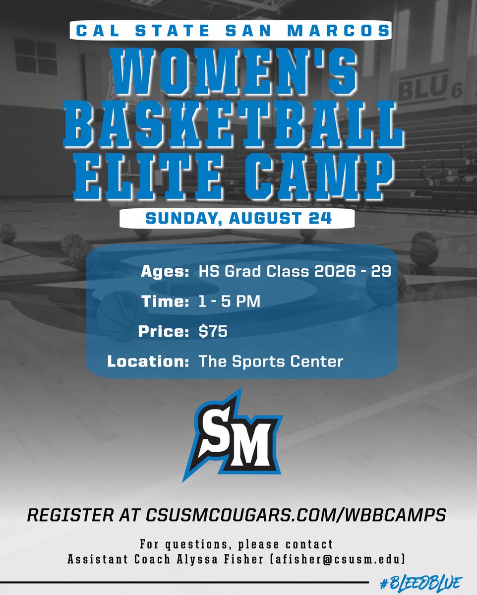 CSUSM_WBB's tweet image. 🚨HS HOOPERS🚨

Looking to wrap up your summer with some hoops? Come join us on August 24th from 1:00-5:00! This is great way to get first hand look what a practice is like at CSUSM!

Don’t miss out! 

Link in bio for registration!

See everyone there!