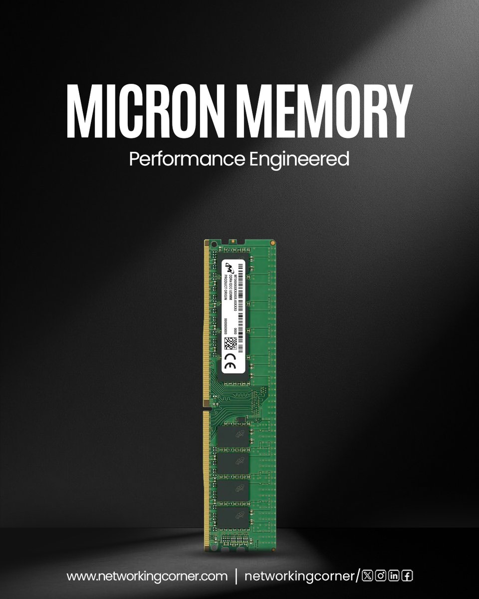 NetworkingCor's tweet photo. Boost your system with Micron, Crucial, Samsung &amp; Kingston memory — built for speed, durability &amp; reliability.
📩 info@networkingcorner.com | 🌐 https://t.co/4Q0oBhxijL
.
.
.
.
#MemoryBrands #MicronMemory #CrucialMemory #SamsungMemory #KingstonMemory #ComputerMemory https://t.co/x8iPhybbGs