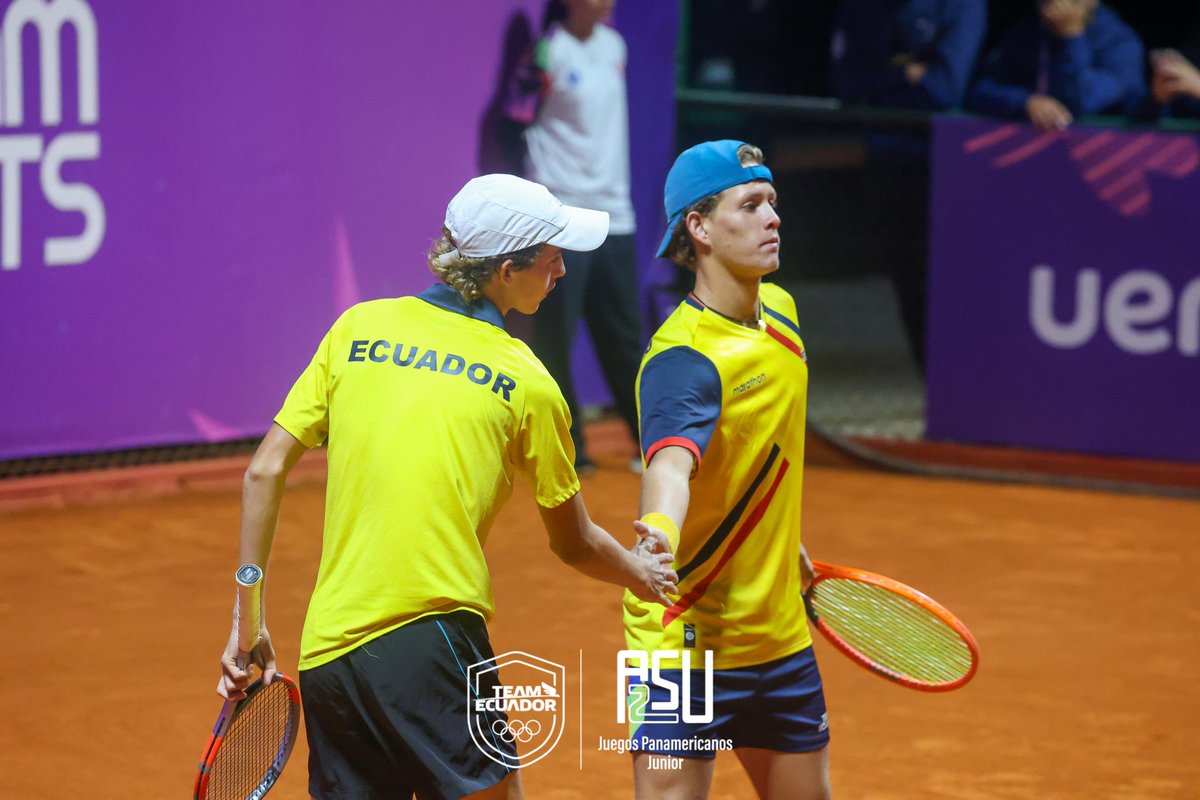 🥈PLATA PARA ECUADOR

Los ecuatorianos Emilio Camacho y Francisco Castro caen por 2-0 (6-3/6-1) frente a Dante Pagani e Ian Vertberger de Argentina 🇦🇷 en la final de dobles masculino de tenis y se quedan con la medalla de plata en los Juegos Panamericanos Junior Asunción 2025