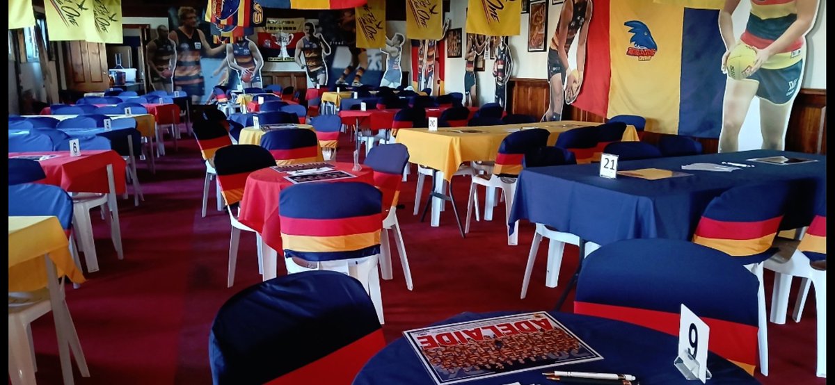 CrowsCentral's tweet image. It's our LAST home game of 2025 #weflyasone Fans
❤️💙💛

Looking for a bite to eat or a drink before the game?

Come see us at CROWS CENTRAL😋

We are OPEN today @ 4pm
(3hrs before the 7.05 bounce)

All supporters are welcome!
Look for the "YELLOW" Banner. #AFLCrowsPies #Adelaide