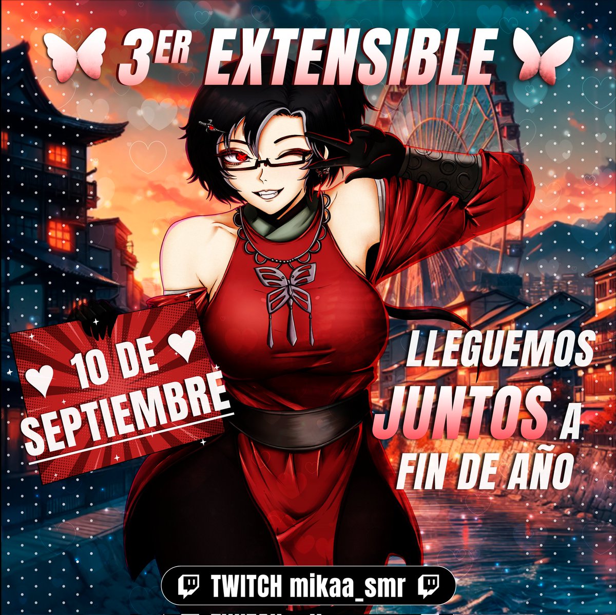 🦋 Este 10 de SEPTIEMBRE llega nuestro 3er EXTENSIBLE 💖

🟣 En vivo por: Twitch.tv/mikaa_smr

💖 Gracias por estar aquí y ser parte de esta aventura. ¡Vamos a por todas! 🚀

#Vtuber #VtuberES #Extensible #TwitchStream #MikaAsmr #Mika #animeart #twitchtv #ASMR #EventoEspecial