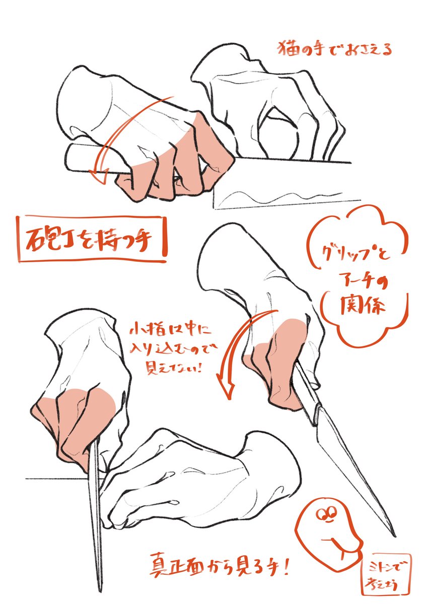 fururi8's tweet photo. 手のスケッチ、包丁を持つ手！

真正面むずい…！
手首が少し内転してる？ https://t.co/gVXa6jTgrn