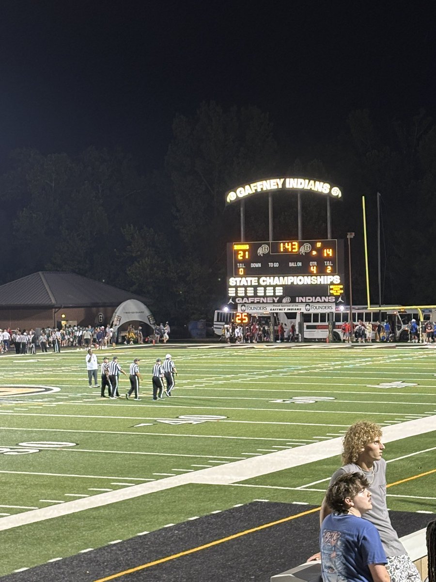 Kam (@kamxjack) on Twitter photo Lightning warning delays the <a href="/GaffneyFootball/">Gaffney Football</a> and <a href="/dfhsfootball/">Dutch Fork Football</a>. As it stands, Gaffney leads 21-14 with 1:43 left Lightning warning delays the <a href="/GaffneyFootball/">Gaffney Football</a> and <a href="/dfhsfootball/">Dutch Fork Football</a>. As it stands, Gaffney leads 21-14 with 1:43 left