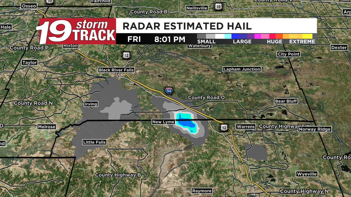 Radar indicates decent size hail on the border between Jackson and Monroe County. Dime size hail has been reported there.