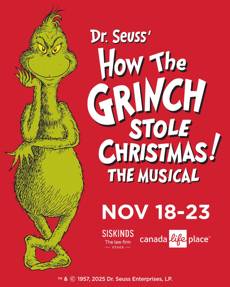 JUST ANNOUNCED 🚨 Dr. Seuss' How The Grinch Stole Christmas! The Musical is a holiday sensation which features the hit songs “You’re A Mean One Mr. Grinch” and “Welcome Christmas” from the original animated special.🎄❤️

🗓 Nov. 18-23
🎟 Aug. 22 at 10am
ℹ bit.ly/3HhfcHT