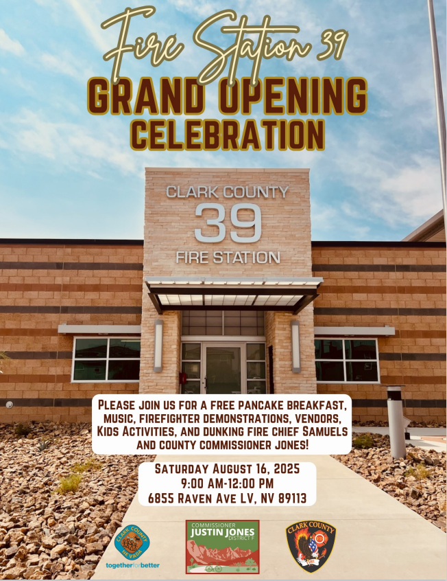 Come celebrate the opening of the newest fire station in #ClarkCounty tomorrow! <a href="/ClarkCountyFD/">Clark County FD</a> Station 39 is in the SW Las #Vegas Valley near Blue Diamond and Rainbow.

The grand opening fun starts at 9am:
🚒Ribbon (Hose) cutting
🥞Pancake Breakfast
📍Station Tours