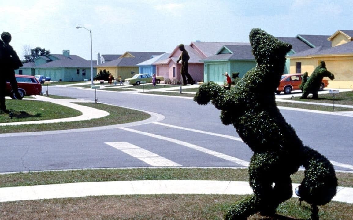 ComputerLove_'s tweet image. The pastel neighborhood in EDWARD SCISSORHANDS (1990)