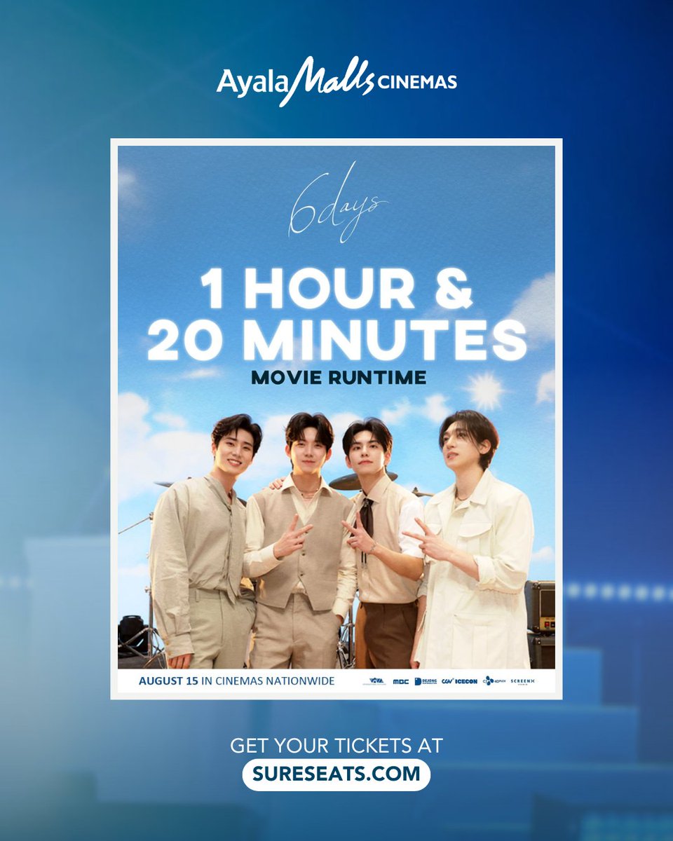 My Days, step inside the world of DAY6! 💙

Get closer to your favorite k-pop band, feel their energy, and discover the stories behind their music. 🎶

🎬 6Days
📅 Now Showing at Ayala Malls Cinemas
🎟 Secure your seats 👉 sureseats.com

#6DAYS