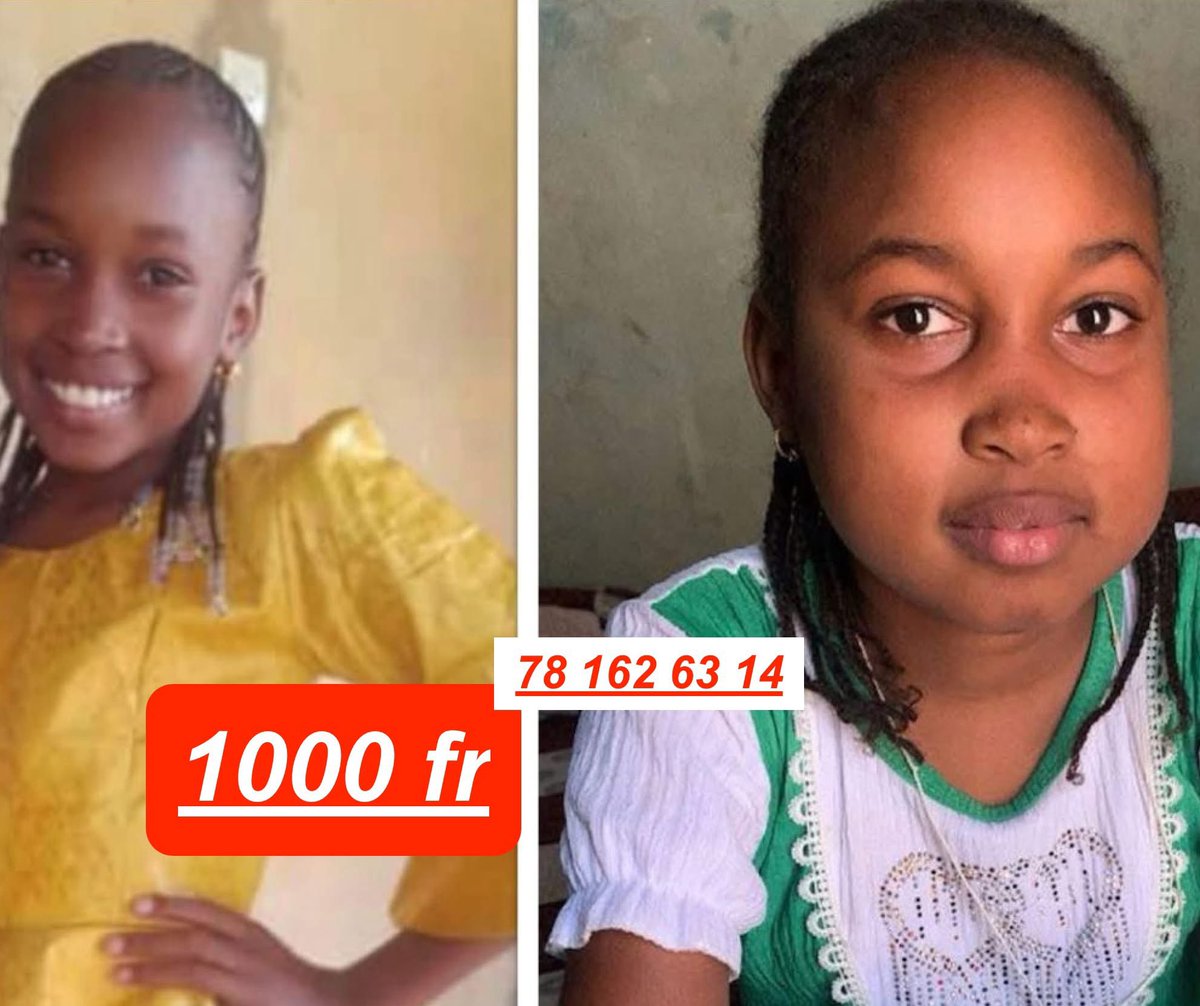 Cancerou derett la Diarry Ba (14ans) amé, niouy sakku 1000 fr si kou nek guir fedj ko mou werr, Niou begn kheb dara in shaa Allah, 
wave/om: 78 162 63 14 , Jummah Mubarak
apps.koparexpress.com/apps/collectes…