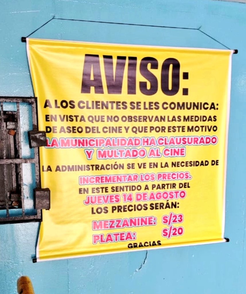 El Cine Tauro incrementa sus precios 🥲 al menos que lo tengan limpio sus salas y baños. Ya saben si van a hacer #cruising o disfrutar una película.