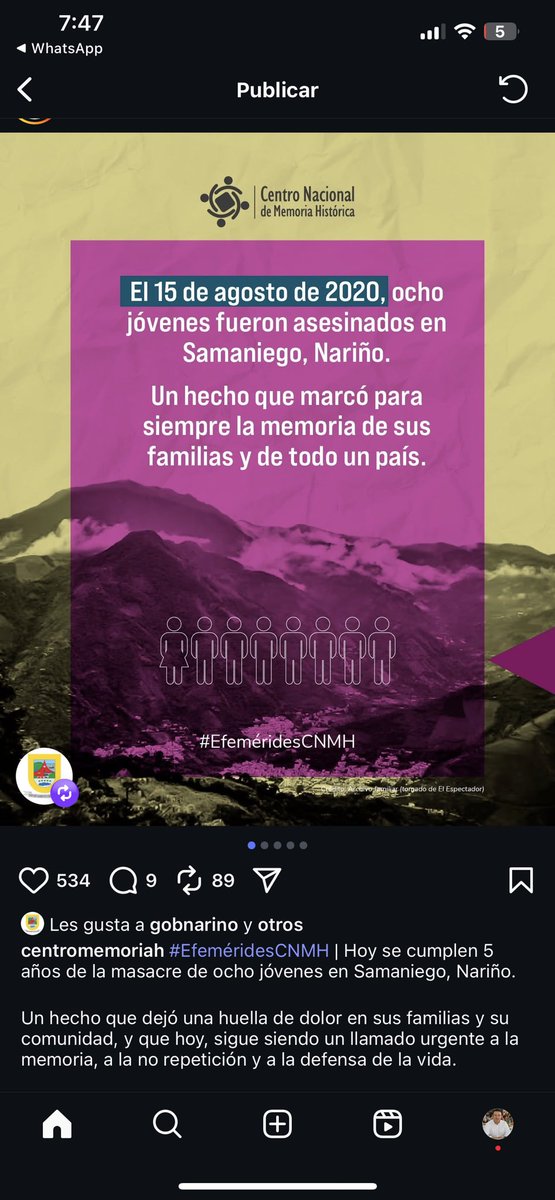 La memoria de los 8, jóvenes asesinados en Samaniego y de las vidas que diariamente se pierden en el país, debe llevarnos a reflexionar sobre la necesidad de superar el odio, de unirnos en pro de la #vida. #Samaniego es #cultura, es #arte y alegría. 🇨🇴