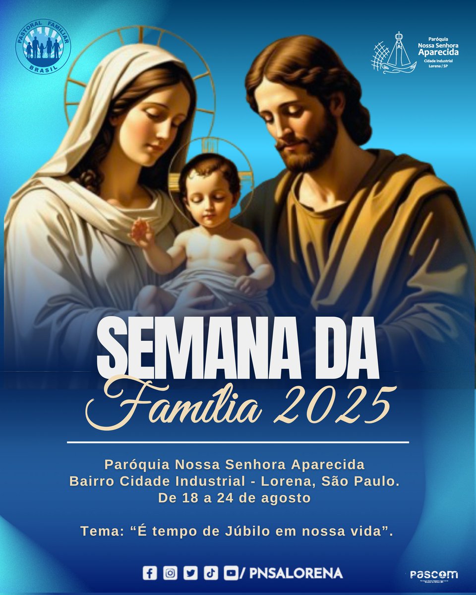 PNSALORENA's tweet photo. Semana da Família 2025.
Confira a programação e traga a sua família para participar dessa semana de bençãos. https://t.co/yaV9GhMWXE