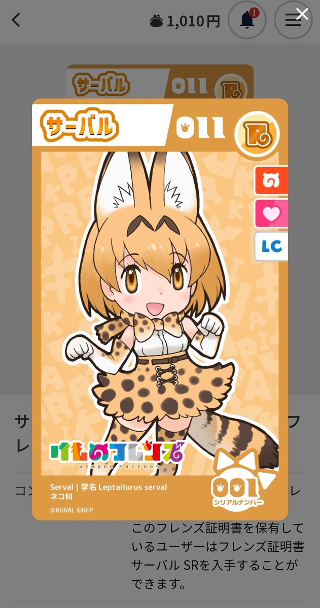 初代フレンズNFTであるサーバルちゃんのナンバー1を持っているのは私です

#けもフレダイアリーはじめました