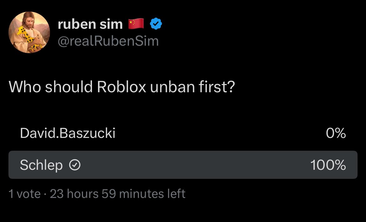 space09105491's tweet photo. @realRubenSim The people of Roblox have spoken https://t.co/oDnPhLCH4K